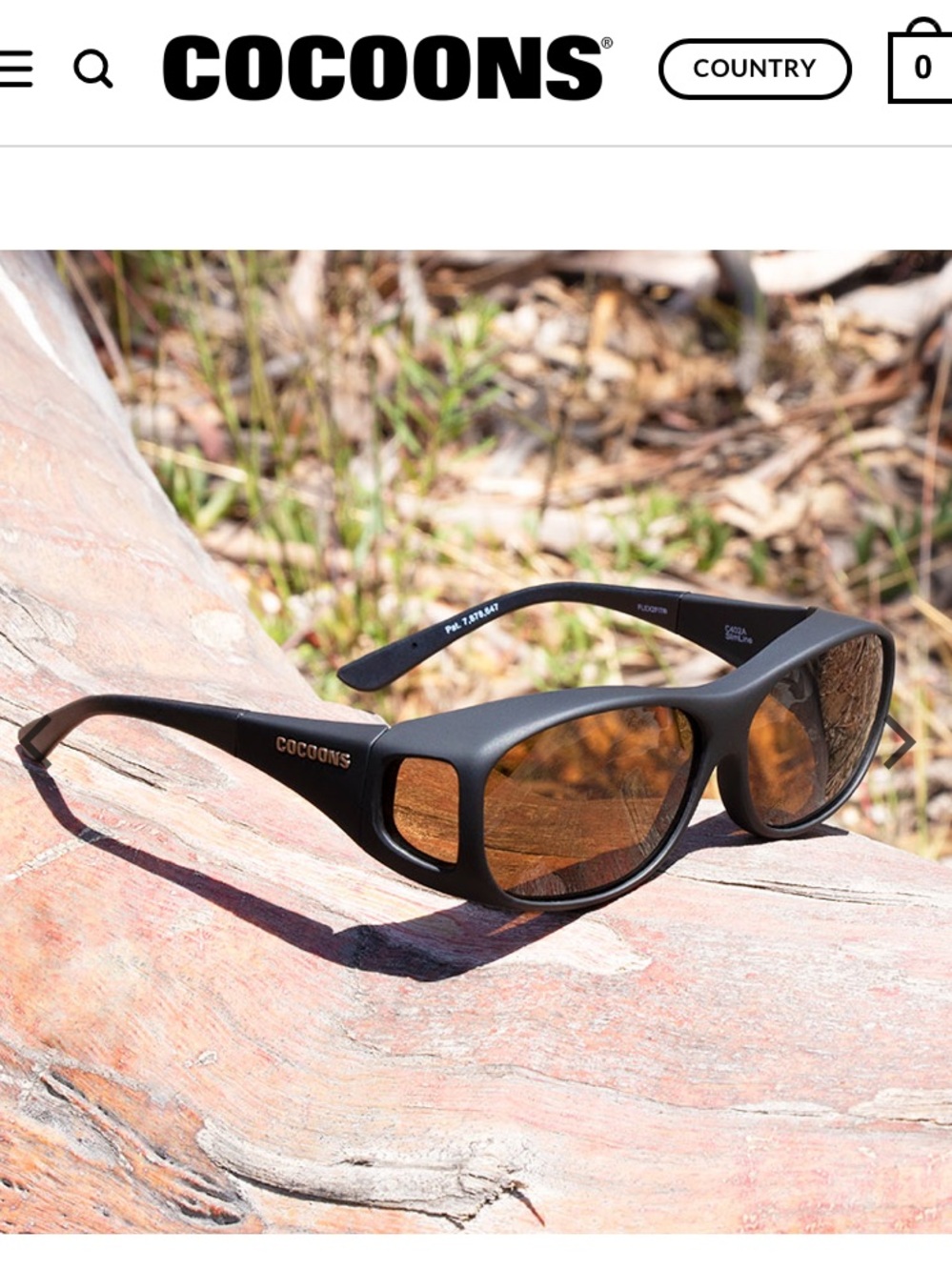 Cocoons Wide Line Black Polarized Wrap-around  Sunglasses Amber Lenses
